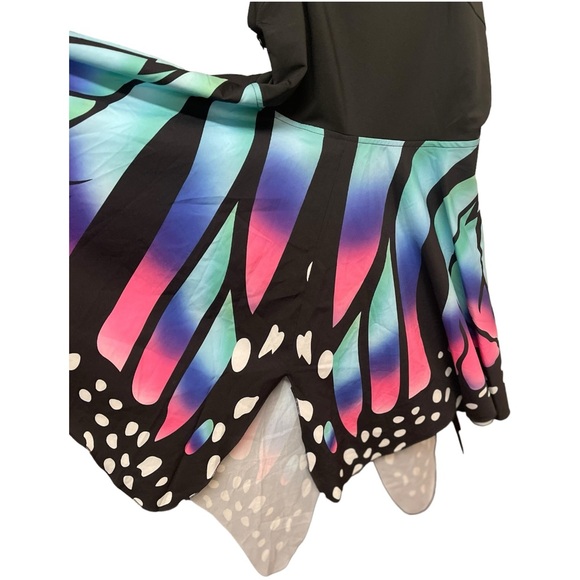 PRETTY GIRL Dress Rainbow Butterfly Wings Whimsical Fairy Nymph Costume XL - Picture 3 of 6